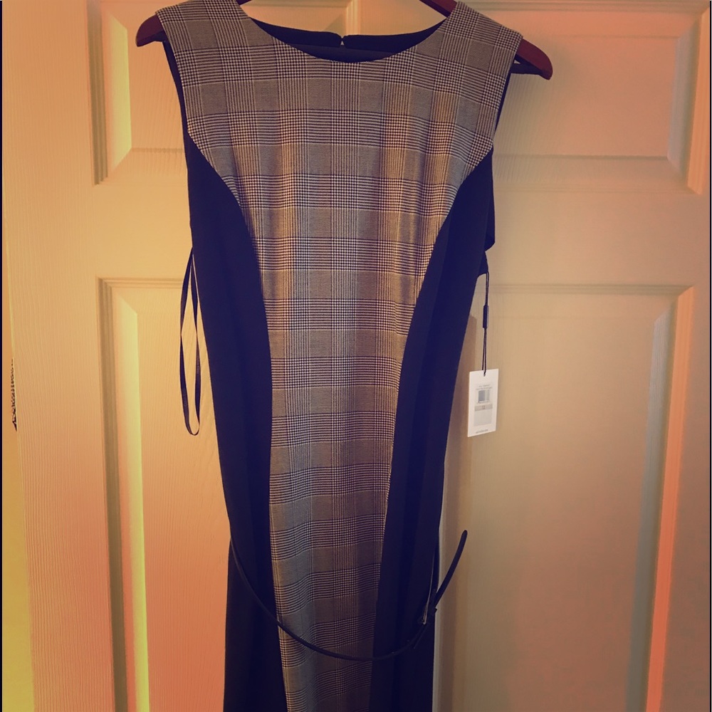 Calvin Klein Sleeveless Sheath Plaid Dress
